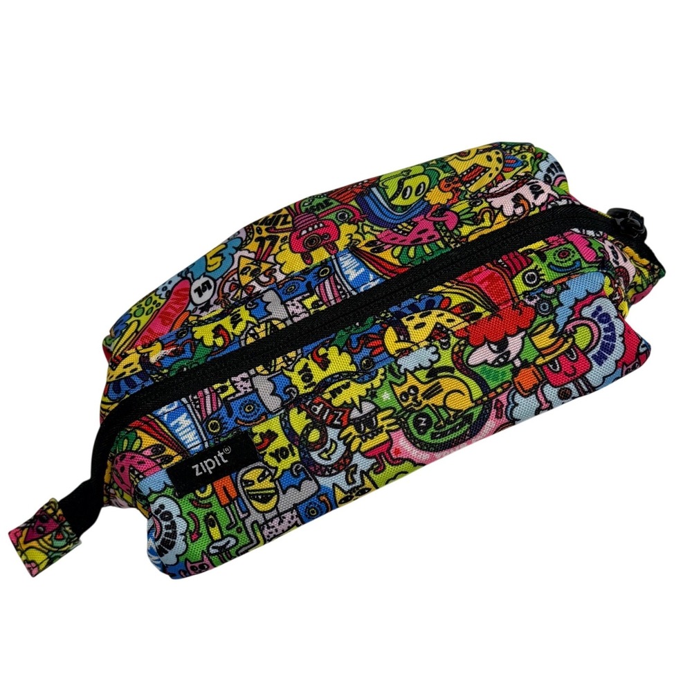 Zipit Unisex Pencil Box Doodle Monster Print One Size Multi Color‎ School Case